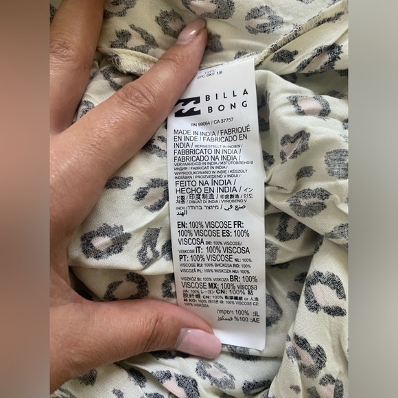 Billabong Dress Sweet Demeanor Animal Leopard Print White/Black/Pink - XS - Picture 7 of 11